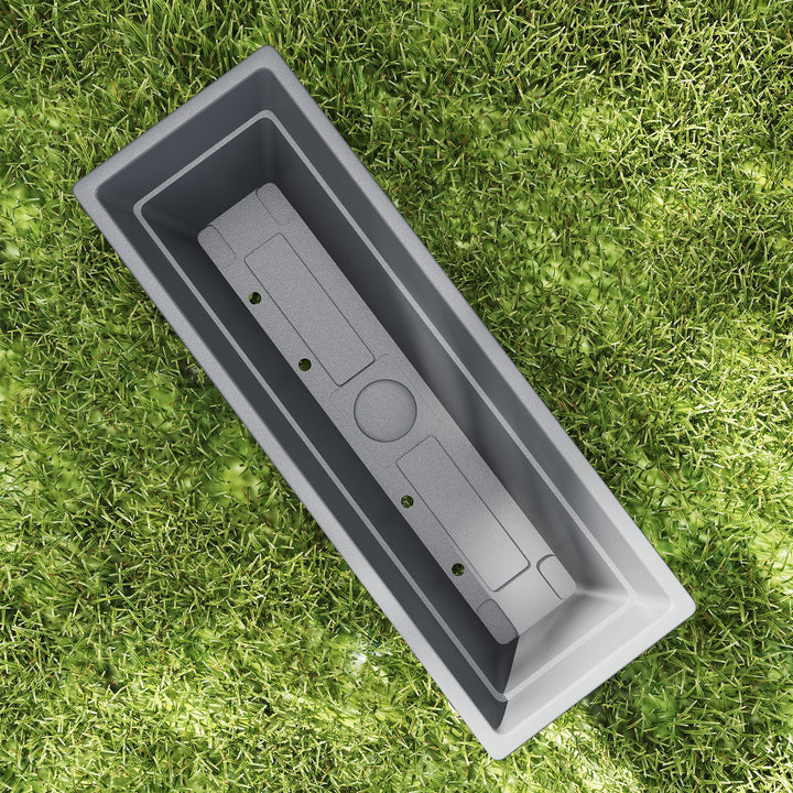 Sæt med 5 plastik urtepotter til terrasse, have, balkon, 59 x 21 x 16 cm, grå