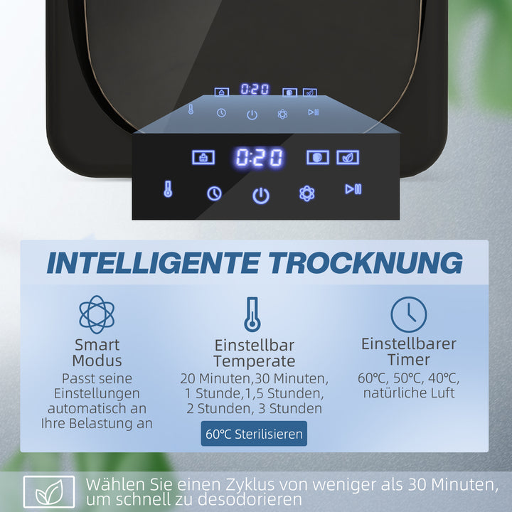 Tørretumbler med uv-desinfektion, kompakt design, 4 kg kapacitet, rustfrit stål, sort