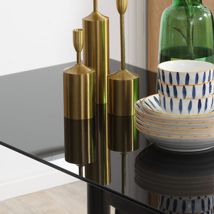 5-Delt spisebordssæt med 4 stole, moderne design, glasbord, sort