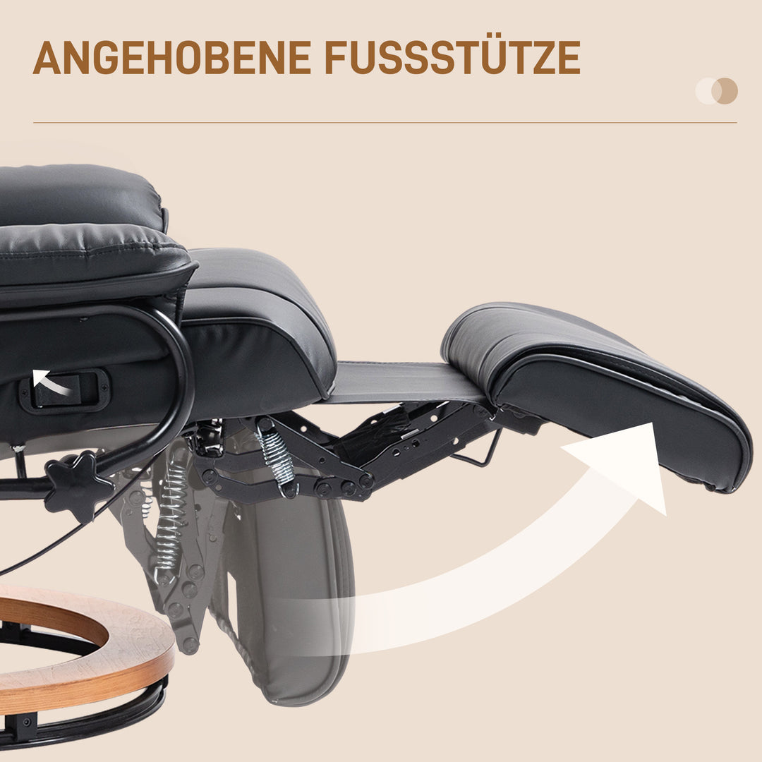 Lænestol med drejefunktion, op til 150 kg, betræk i kunstlæder, stålstel, sort