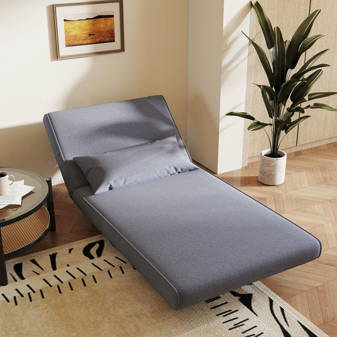 Enkelt sovesofa sovesofa foldsofa justerbar ryglæn liggestol nordisk skandinavisk 25d skum hushør imiteret grantræ grå 94 x 78 x 80 cm