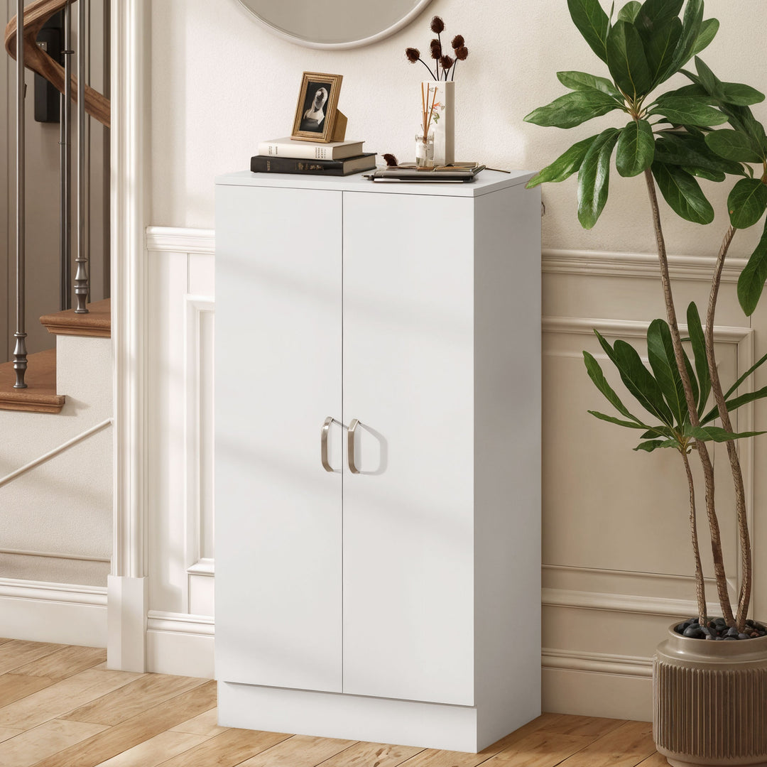 Skoskab med soft-close hængsler, justerbare hylder, 6-etagers skohylde til entré, til 14 par, 55 x 35 x 108 cm, hvid