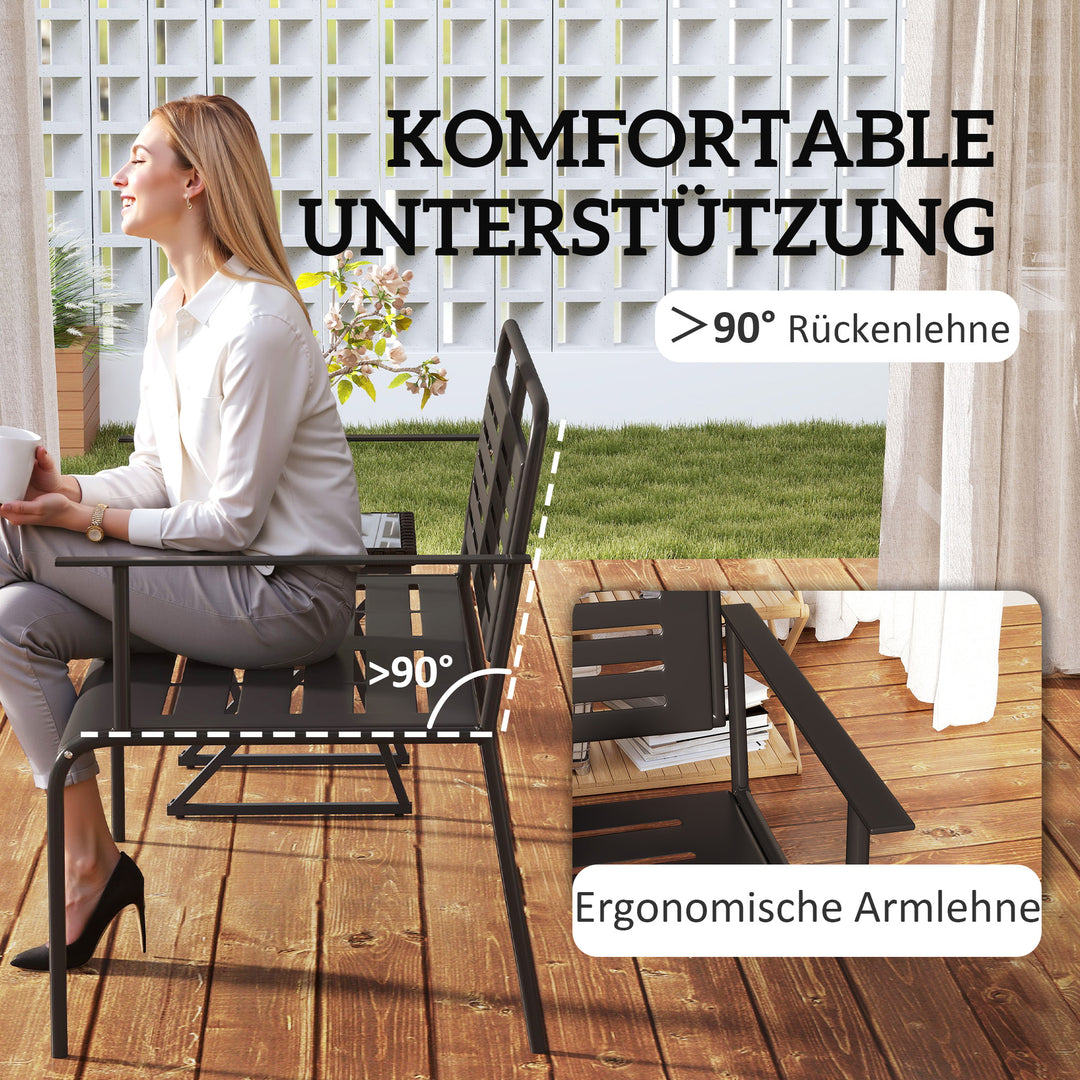 - Havebænk med sæde, vejrbestandig bænk, vandafvisende havemøbler med ryg- og armlæn 121 x 64 x 84 cm, sort