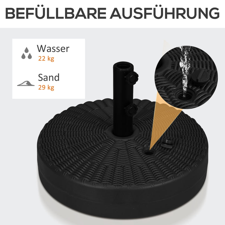 Parasolstativ/parasolholder, vejrbestandig, fyldbar, Ø51 x 36H cm, sort