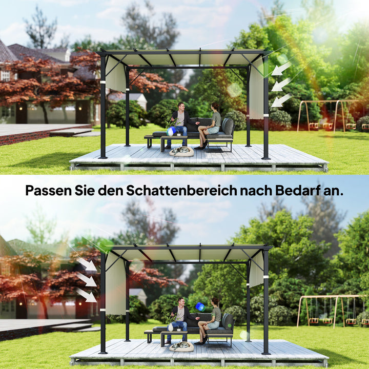 Udskiftningstag til pergola med UV-beskyttelse, solskærm til terrassetag til 3 x 3 m pavillon, cremehvid