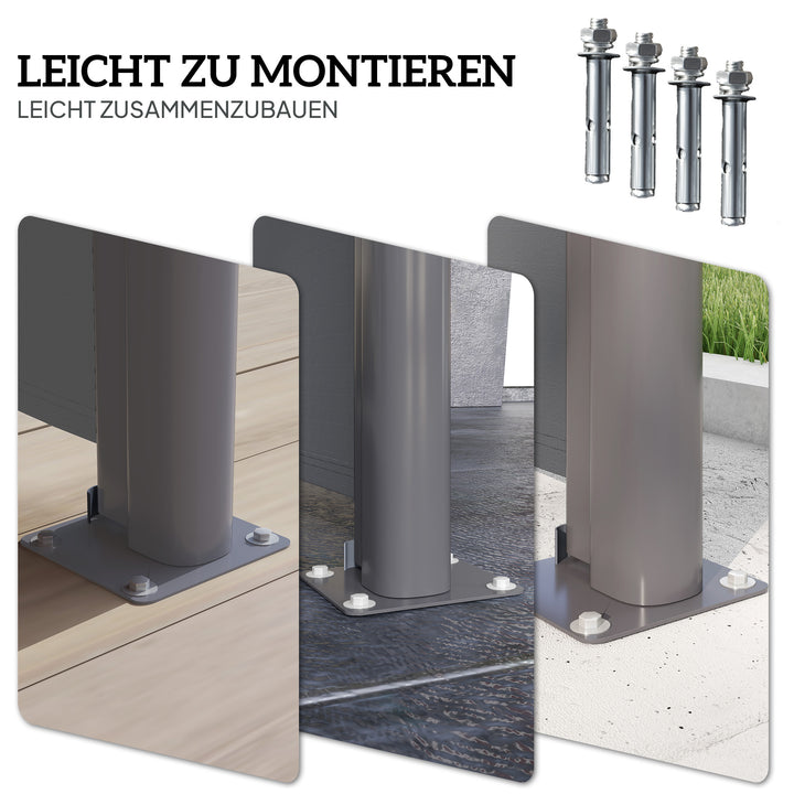 Sidemarkise, udtrækkelig, uigennemsigtig privatlivsskærm med vægbeslag, belægning, 300x180 cm, mørkegrå