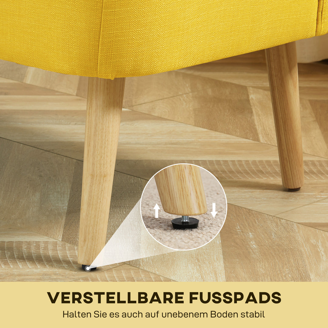 2-personers sofa, blød polstring, letplejeligt betræk, op til 220 kg, 117 x 56,5 x 77 cm, gul