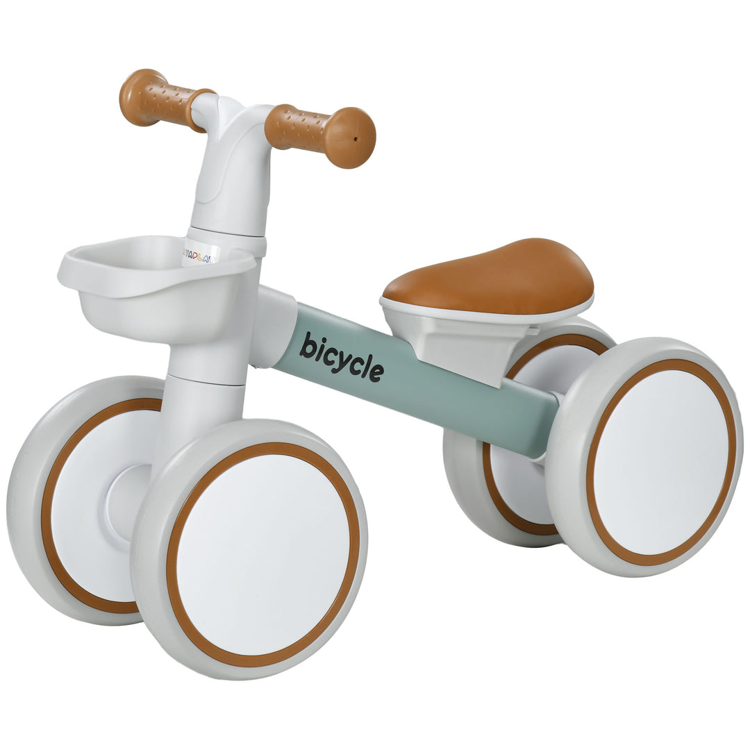 Løbecykel, justerbart sæde, med hjul, til 1-3 år, op til 20 kg, grøn/hvid