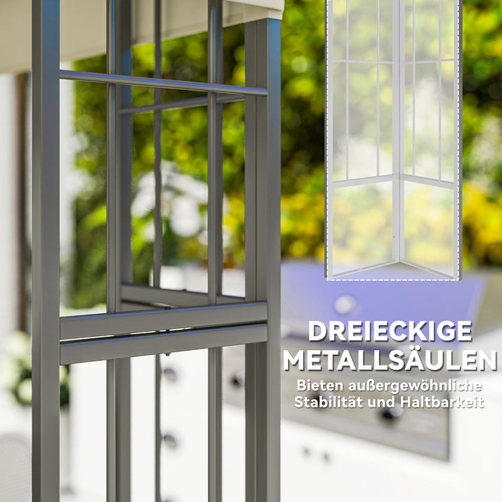 3 X 3 m havepavillon, 2-lags tagdesign, uv30+ beskyttelse, uv-resistent, solskærm, metalramme, cremehvid