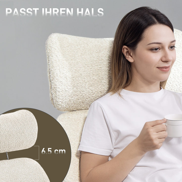 Kontorstol med justerbar nakkestøtte, ergonomisk skrivebordsstol, vippefunktion, højdejusterbar, grå og hvid