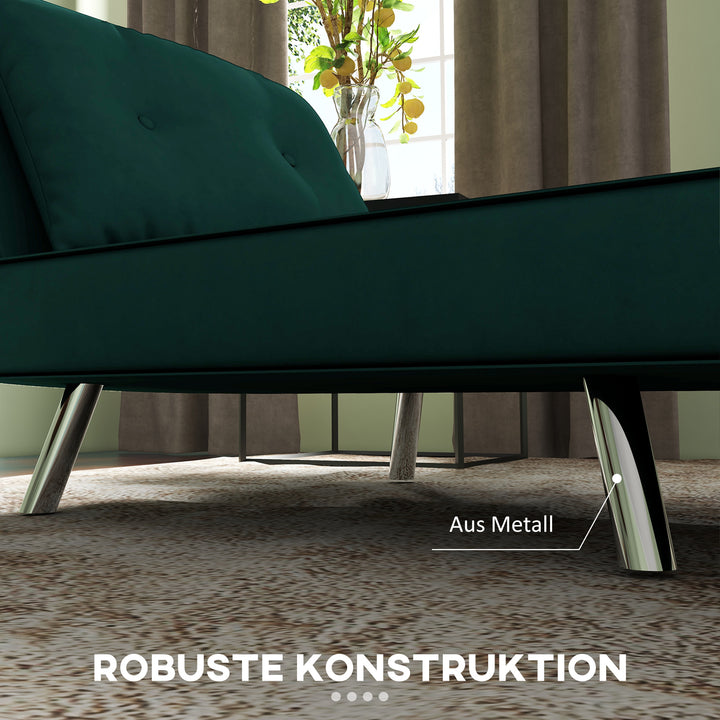 Lænestol med lænefunktion, knapsyninger, linnedlook, 77 cm x 88 cm x 83 cm, grøn