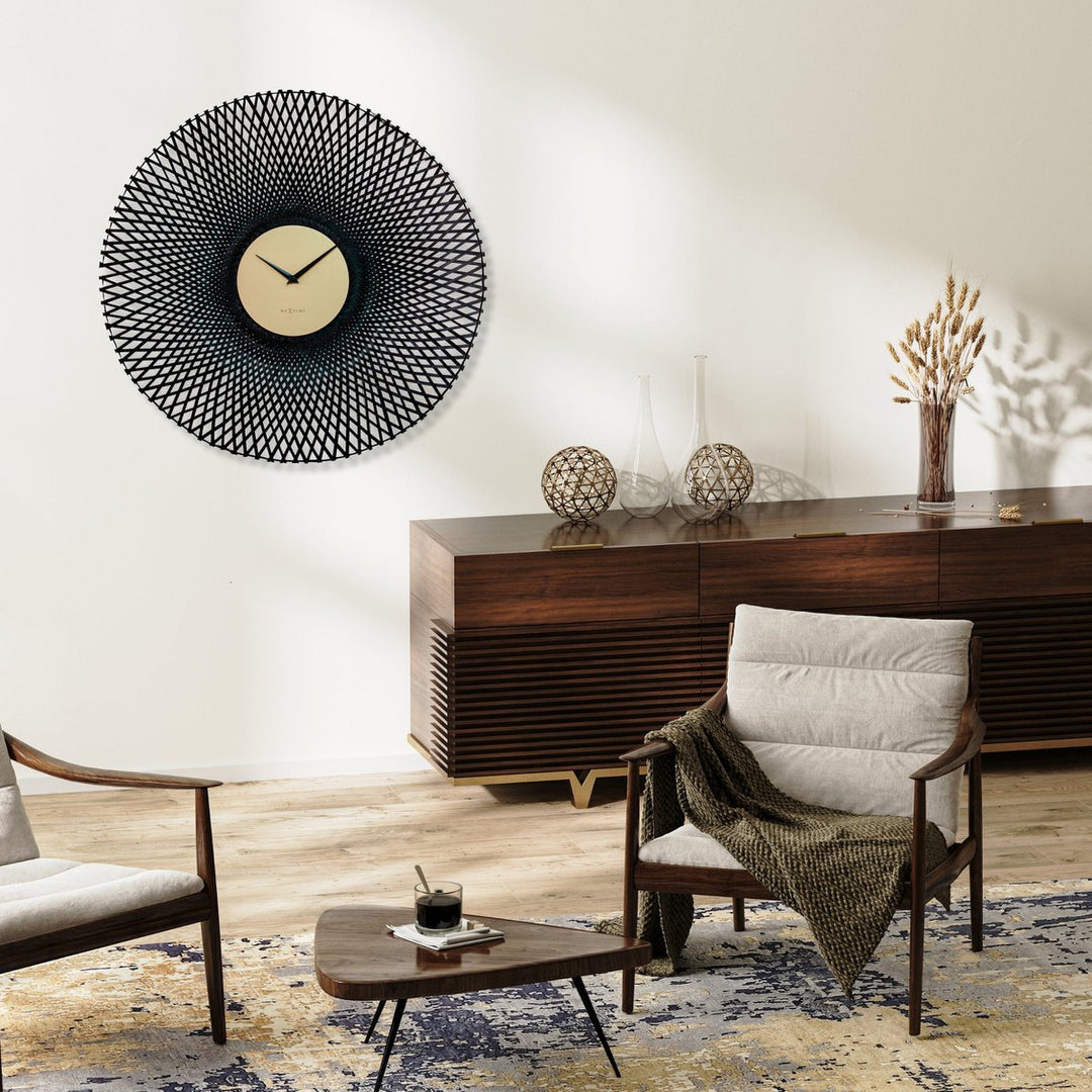 Vægur 60 cm-Silent-Brown/Sort-Bamboo-NeXtime 'Vortex'