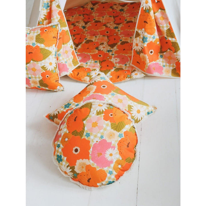"Picnic med blomster" Rund pude