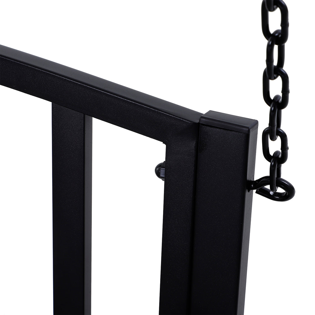 Hængebænk, 2-personers havegynge, gyngebænk, Hollywood-gynge, hængebænk med kæder, metal, sort, 127 x 60 x 53 cm