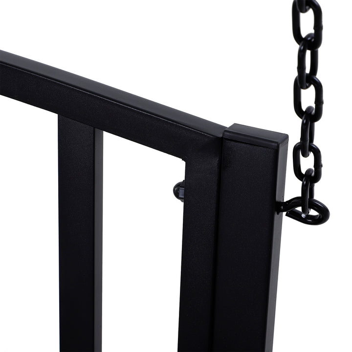 Hængebænk, 2-personers havegynge, gyngebænk, Hollywood-gynge, hængebænk med kæder, metal, sort, 127 x 60 x 53 cm