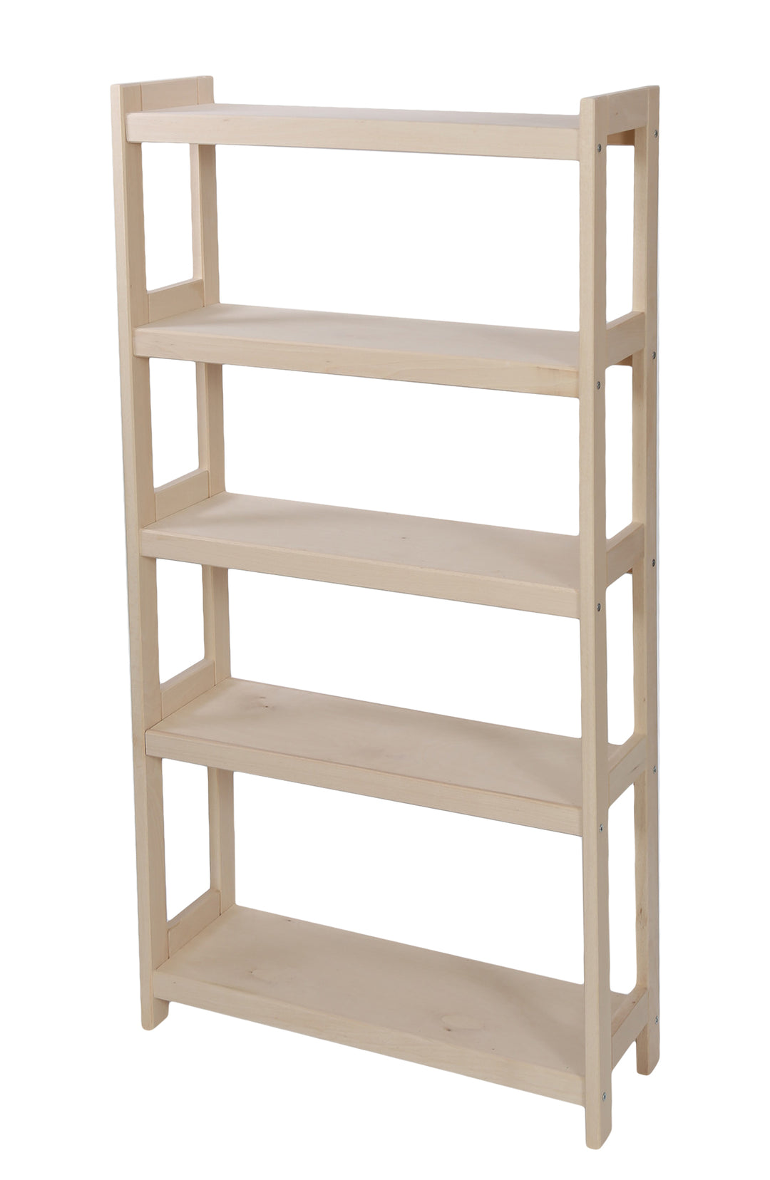 Bogreol i bøgetræ, 5 hylder, 136x70x25 cm