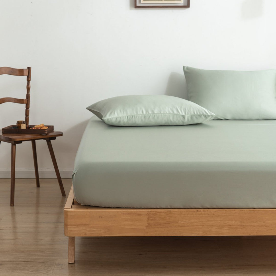 Lysegrøn bambus fitted sheet Premium - op til 30 cm - 400TC Tanboocel - Sage Green