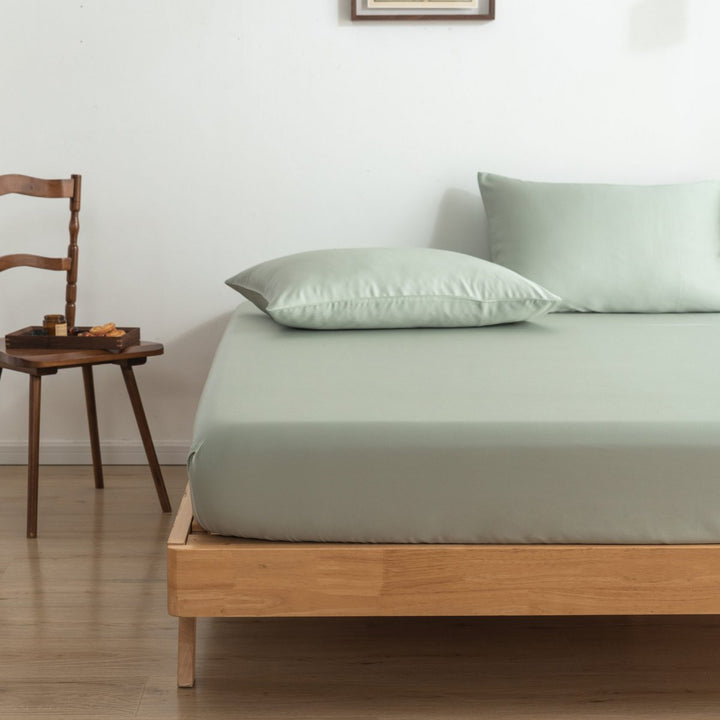 Lysegrøn bambus fitted sheet Premium - op til 30 cm - 400TC Tanboocel - Sage Green