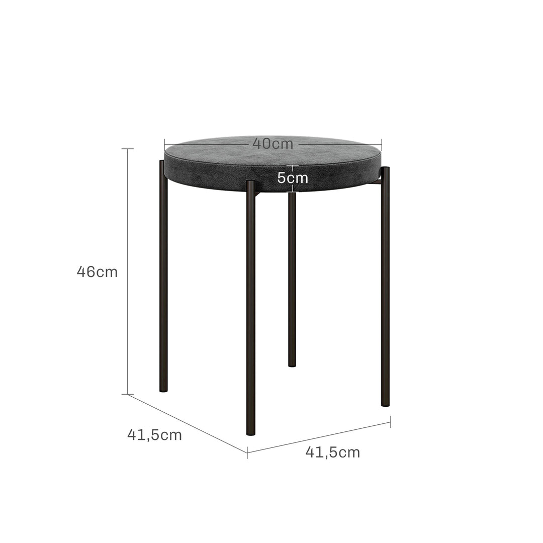 Køkkenskamler sæt med 4, stabelbar, velvet look, op til 100 kg, stålstel, 41,5 x 41,5 x 46 cm, mørkegrå