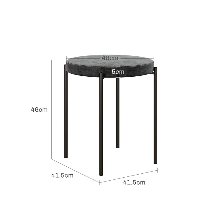 Køkkenskamler sæt med 4, stabelbar, velvet look, op til 100 kg, stålstel, 41,5 x 41,5 x 46 cm, mørkegrå