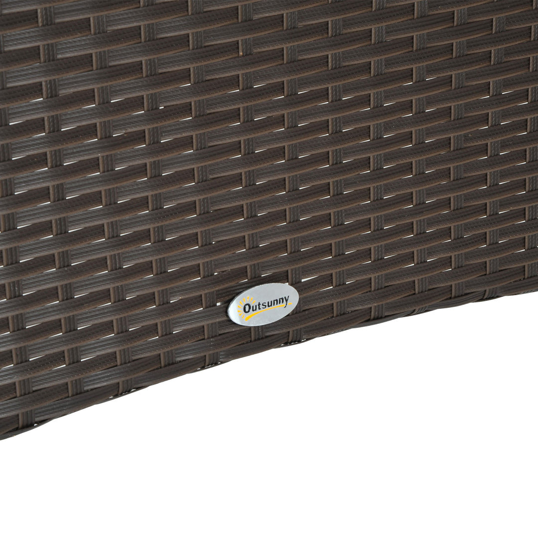 Havebord glasbord spisebord havemøbelbord, polyrattan + sikkerhedsglas, brun + sort, 150x85x74cm