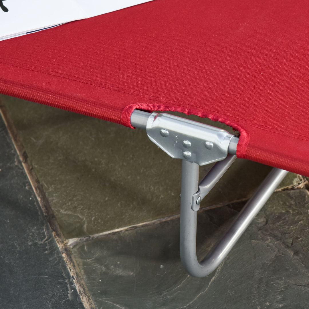 Solseng, foldbar, justerbar ryglæn, rustfri metalramme, 187 x 55 x 24 cm, bordeaux