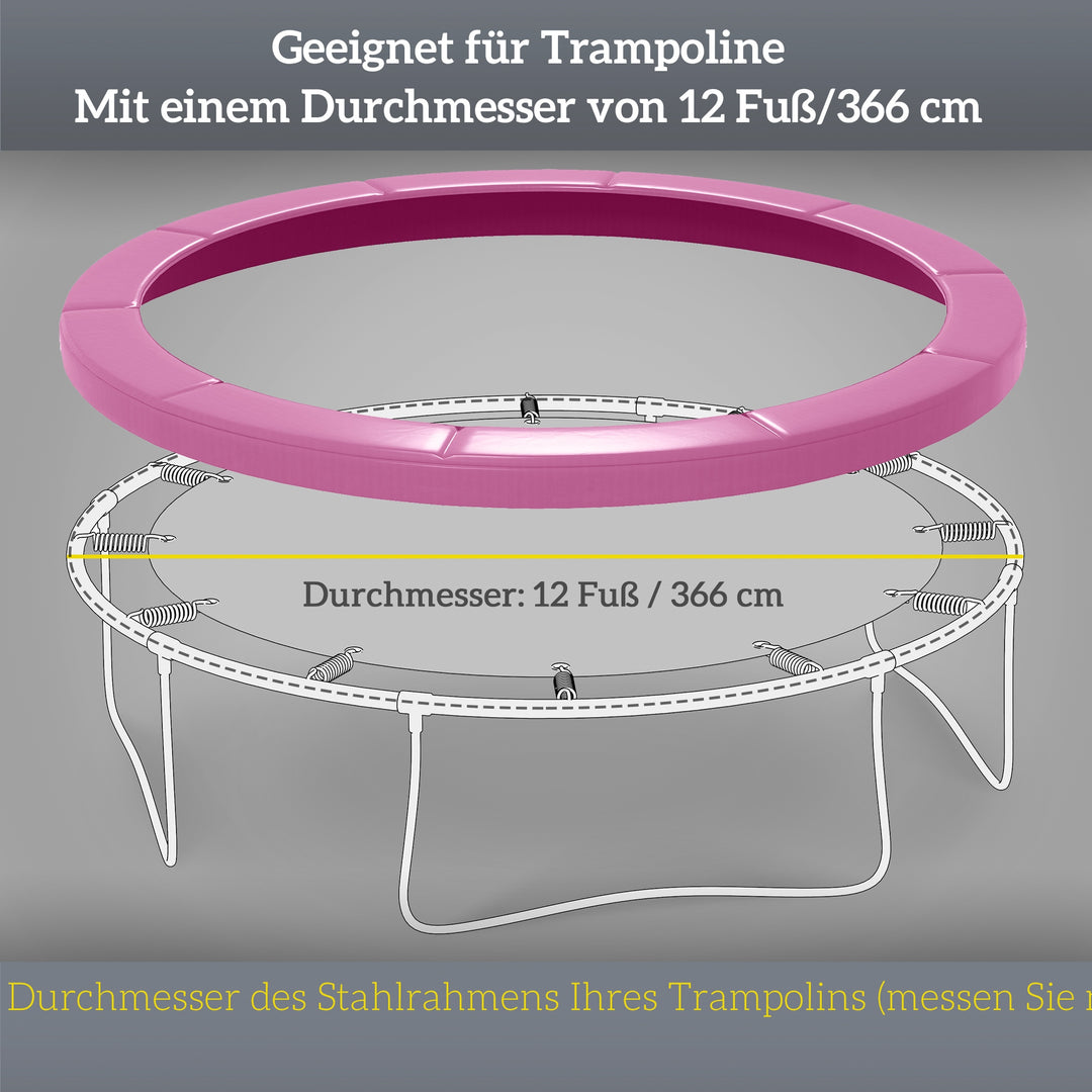Reservekantbetræk til trampoliner, vandtæt, rivefast, Ø366 cm, pink