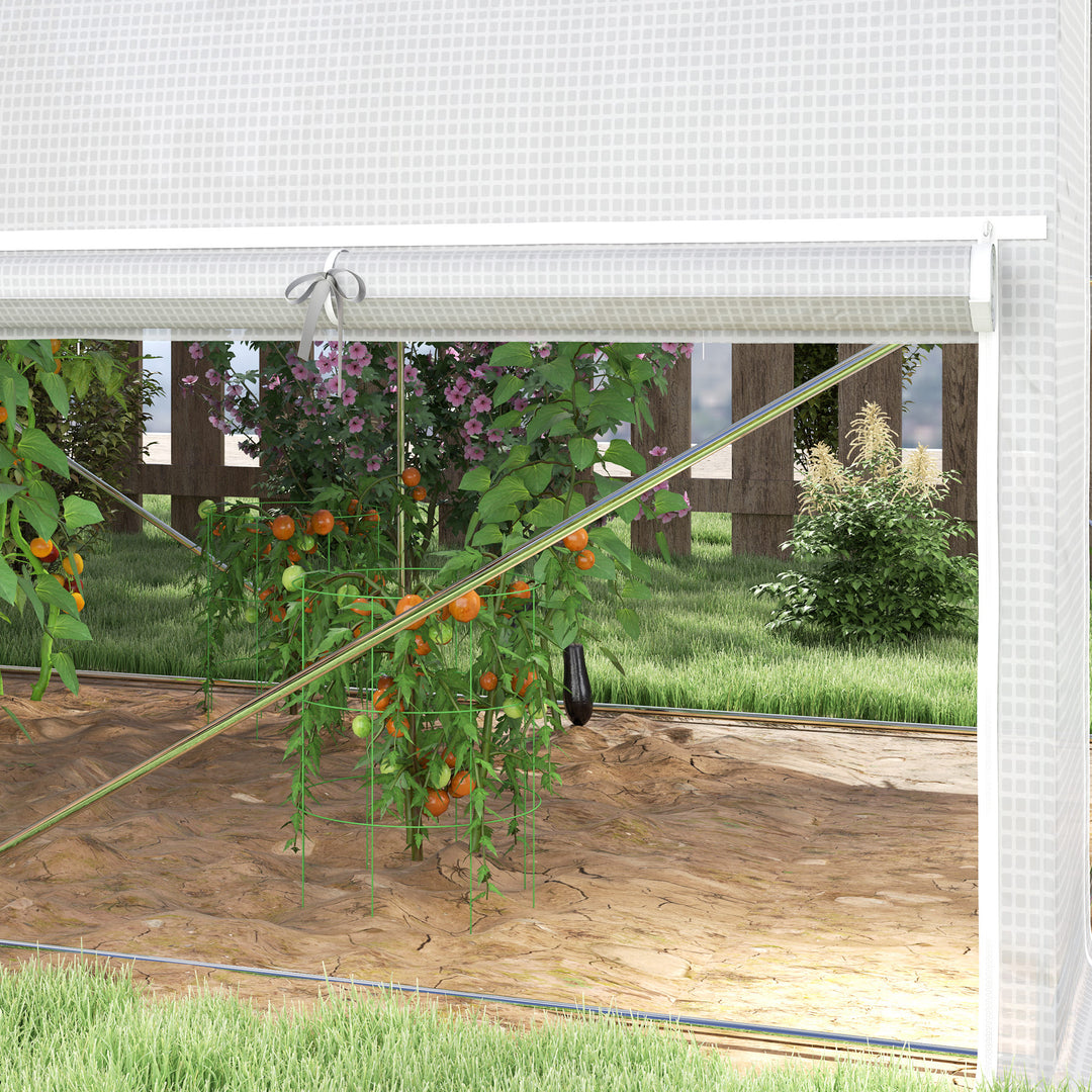 3 X 2 x 2 m polytunnel drivhus med oprullbare sidevægge, uv-bestandigt plastikdæksel og stålramme, hvid