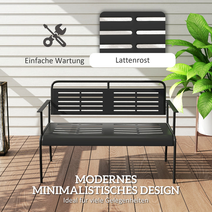 - Havebænk med sæde, vejrbestandig bænk, vandafvisende havemøbler med ryg- og armlæn 121 x 64 x 84 cm, sort
