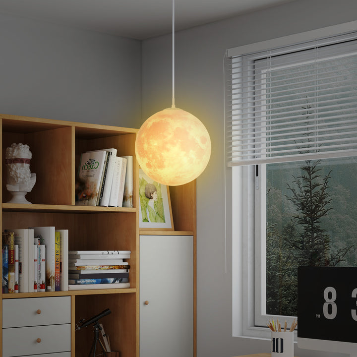 Månelampe, 3d-print, app-styring, musikkompatibel, forskellige lystilstande, hvid