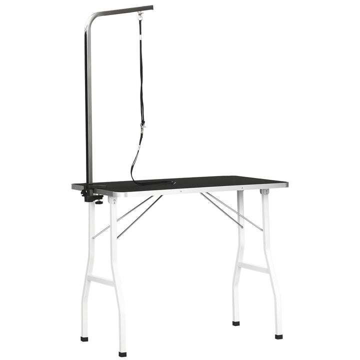 Kæledyrsplejebord kæledyrsplejebord hundeklipperbord med løkker hundeplejebord til husholdningsbadning hårtørring og hårklipning højdejusterbar sort