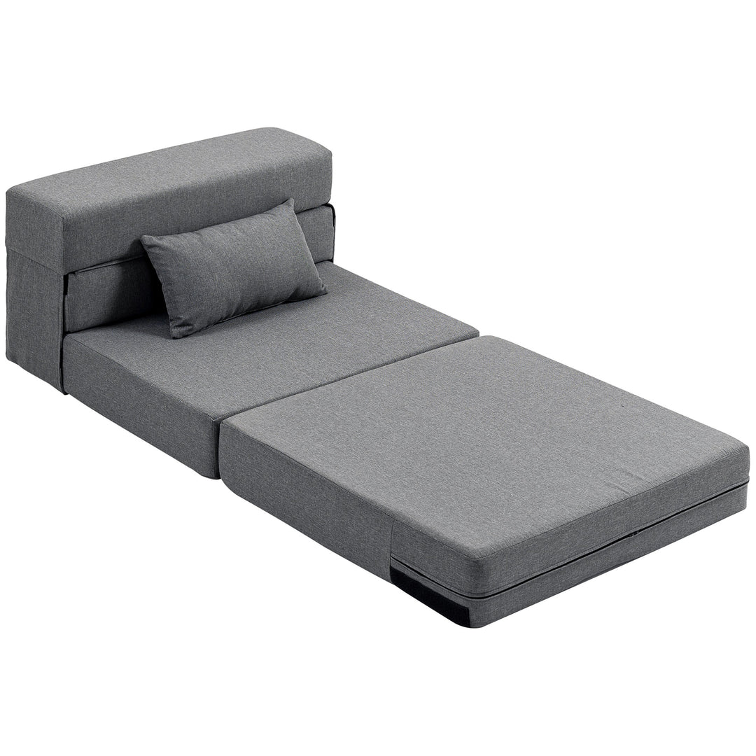 3-i-1 sovesofa med linnedlook, 80 x 80 x 64 cm, mørkegrå