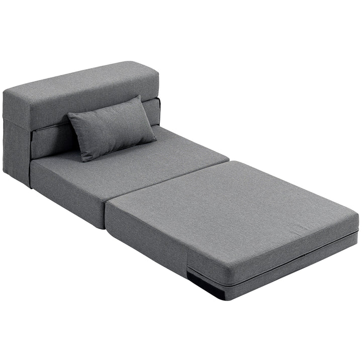 3-i-1 sovesofa med linnedlook, 80 x 80 x 64 cm, mørkegrå