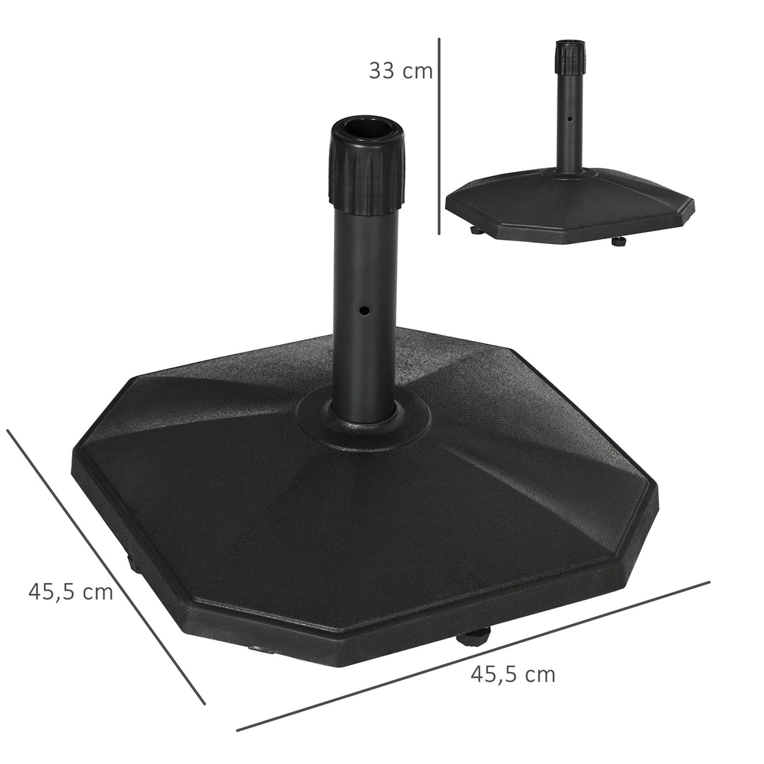 Paraplystativ, 18 kg, cementfyldning, kompakt design, plastikhus, sort, 45,5 x 45,5 x 33 cm