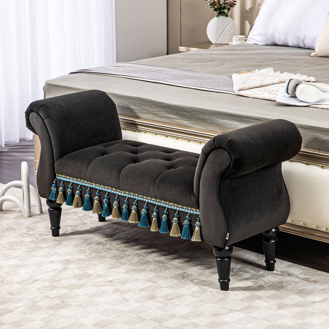 Polstret bænk, vintage design, op til 150 kg, 117 x 40 x 58 cm, mørkegrå