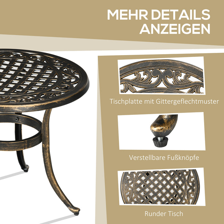 Sidebord til haven, vejrbestandigt havebord med støbt aluminiumsstel, lasteevne ca. 60 kg, Ø60x52,5H cm