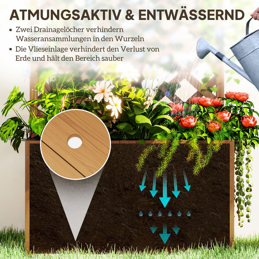 Hævet havebed med espalier, espalier, blomsterkasse, træ, haveespalier 64 x 33 x 122 cm naturligt træ