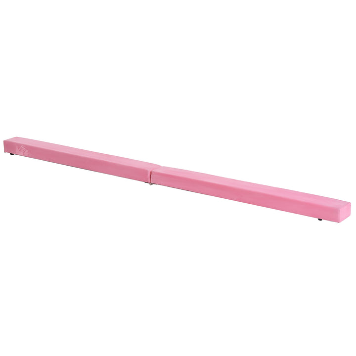 Sammenklappelig balancebom, skridsikker, ruskindsbetræk, holdbart træ, 210 x 10 x 6,5 cm, pink