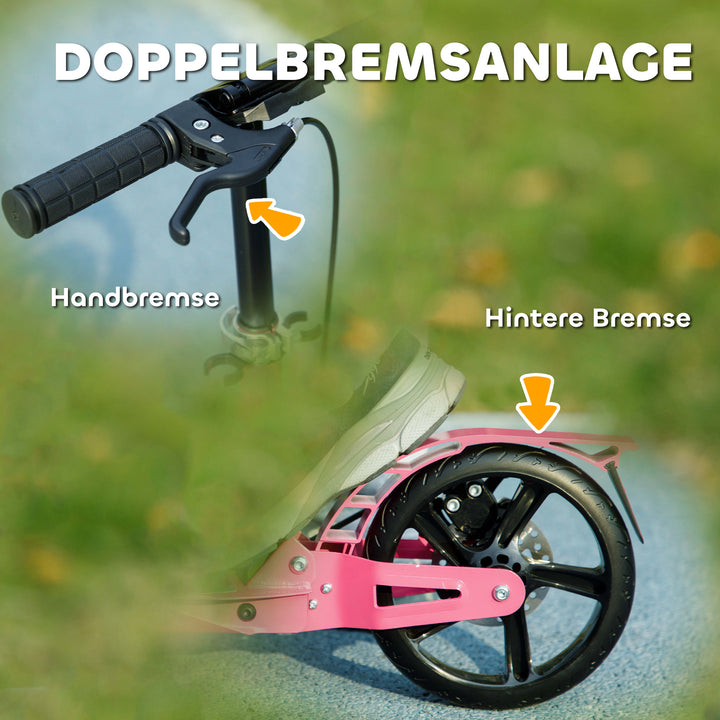 Børneløbehjul med justerbart styr, foldbart, til børn i alderen 6-12 år, 94 x 36 x 88-103 cm, pink