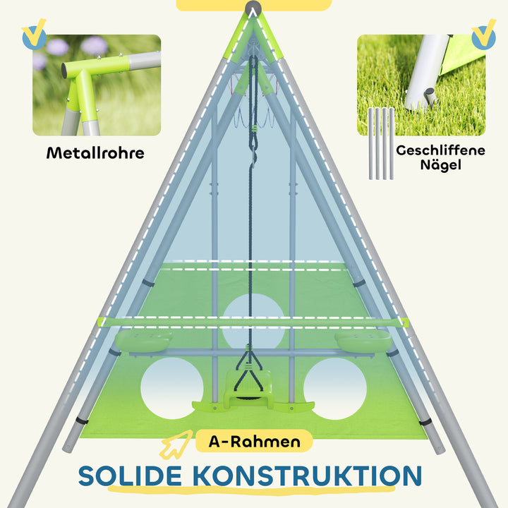 Udendørs gyngesæt til børn, børnegynger, justerbar, stål, grøn