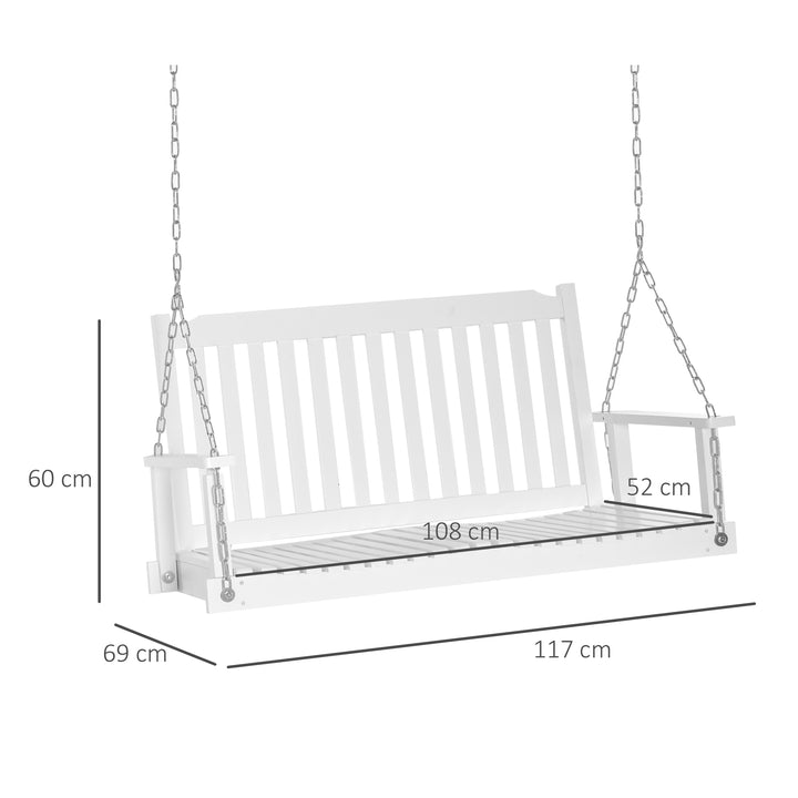 Havegynge til 2 personer, gyngebænk, hængebænk, massivt træ, terrasse, baghave, hvid, 117 x 69 x 60 cm