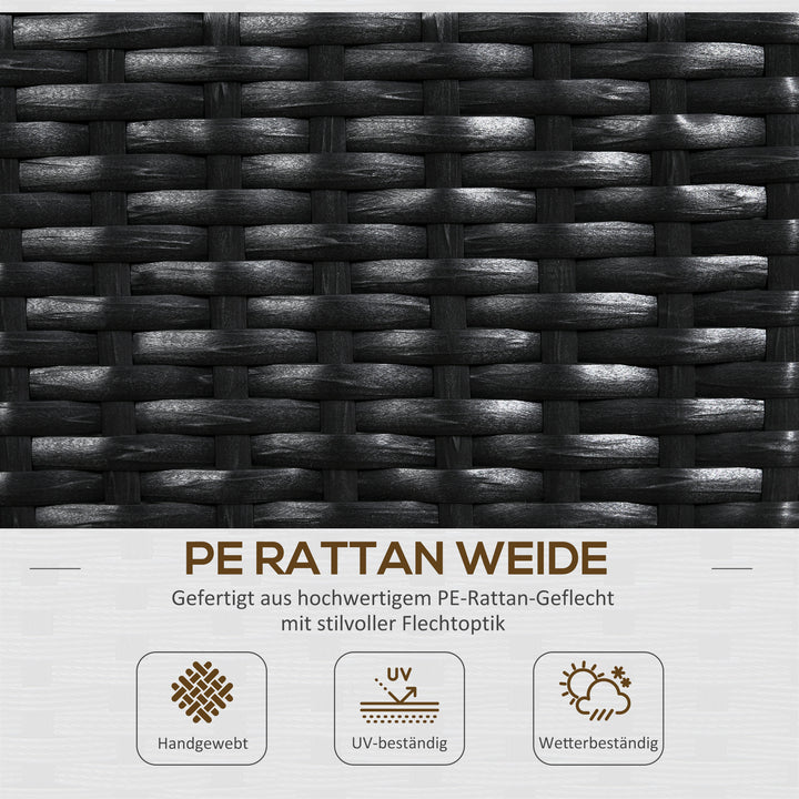 Blomsterkasse med espalier, vejrbestandig, polyrattan, 103 x 103 x 29 cm, sort