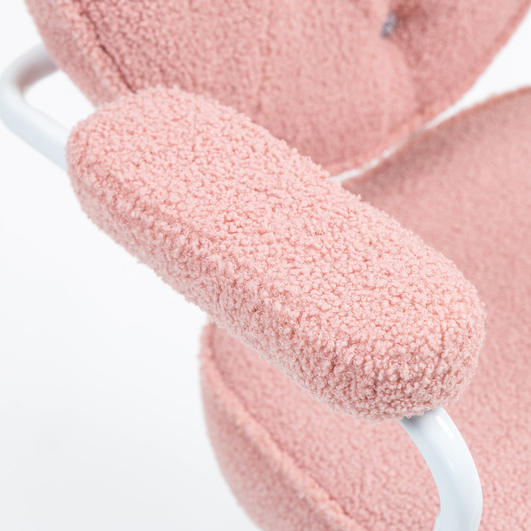 Smuk kontorstol med knaplukning, blødt betræk, højdejusterbar, pink