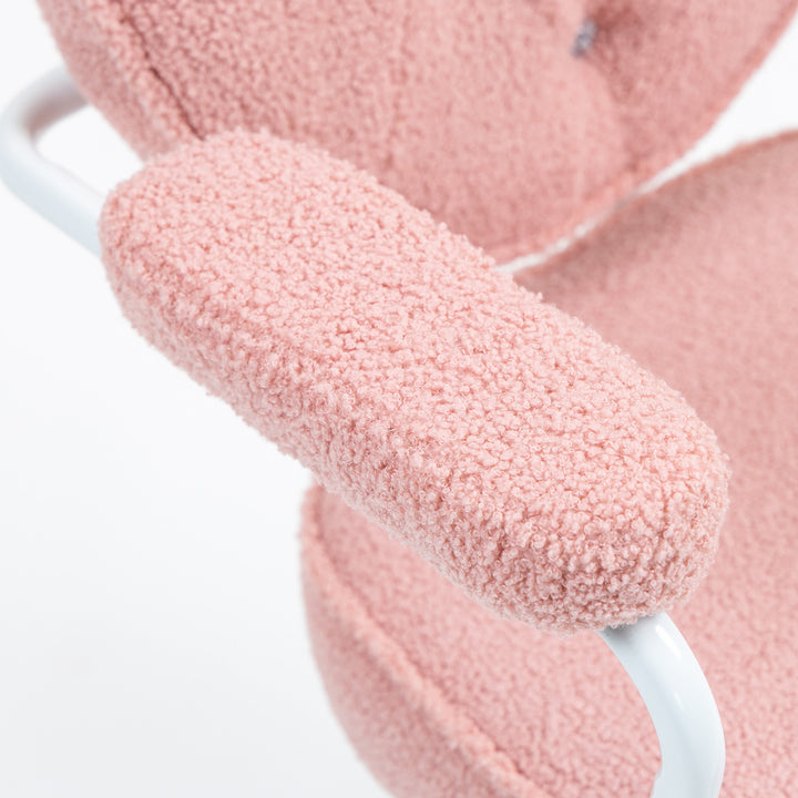 Smuk kontorstol med knaplukning, blødt betræk, højdejusterbar, pink