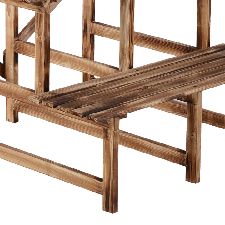 Plantetrappe, blomstertrappe, blomsterhylde, plantehylde, blomsterstativ, 3 niveauer, fyrretræ, 80 x 80 x 78 cm