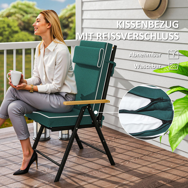 Siddehynde 120 x 47 x 9,5 cm vandafvisende stolehynde med bånd, nakkestøtte, upf50+ grøn