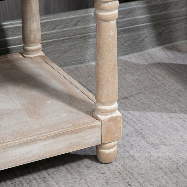 Vintage design opbevaringsbænk med knapper, gummitræ, 115x40x48cm, grå