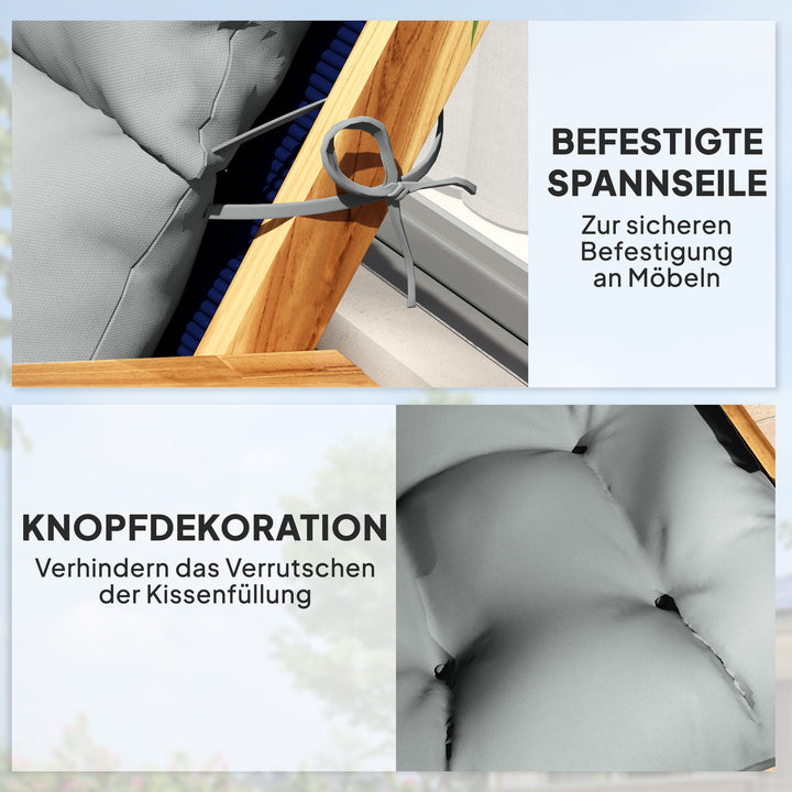 Siddehynde, tyk polstret siddehynde med ryglæn, gyngestolshynde, til indendørs og udendørs brug, lysegrå