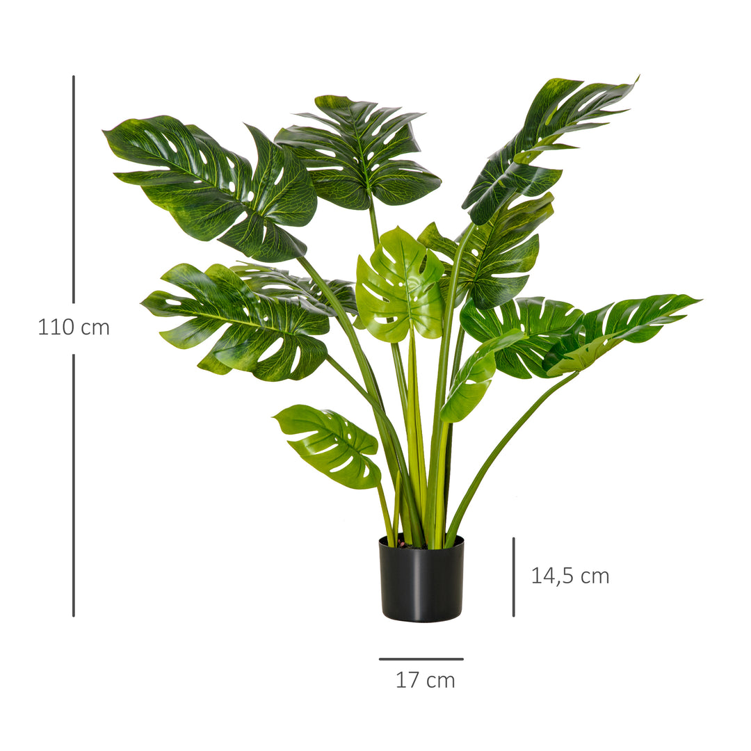 Kunstige planter 110 cm kunstig monstera kunstige planter i potte kunstigt træ stueplante dekorativ plante kontorplante plastikpotte til indendørs og udendørs