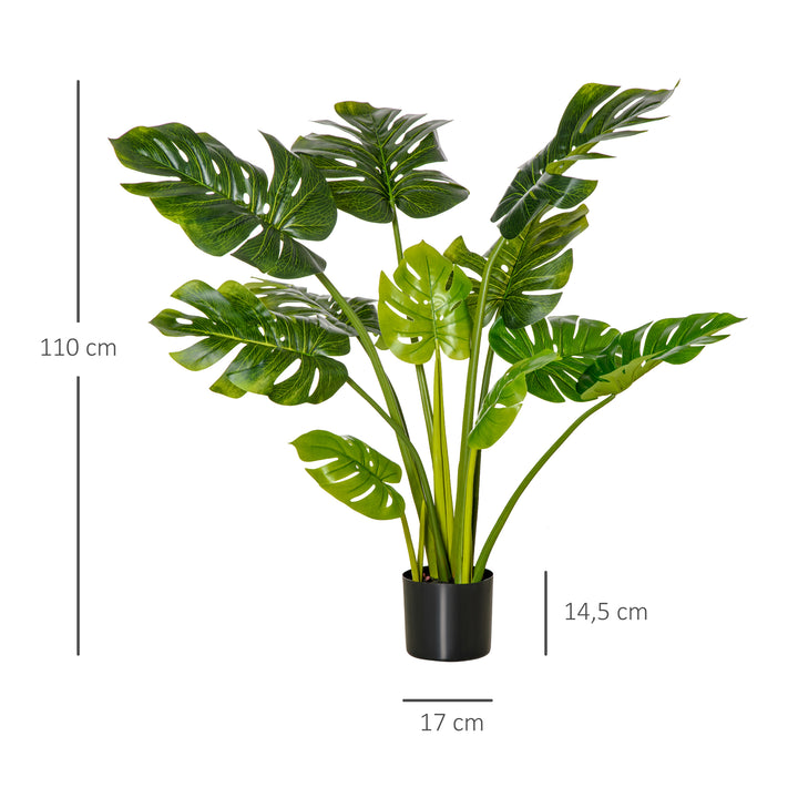 Kunstige planter 110 cm kunstig monstera kunstige planter i potte kunstigt træ stueplante dekorativ plante kontorplante plastikpotte til indendørs og udendørs